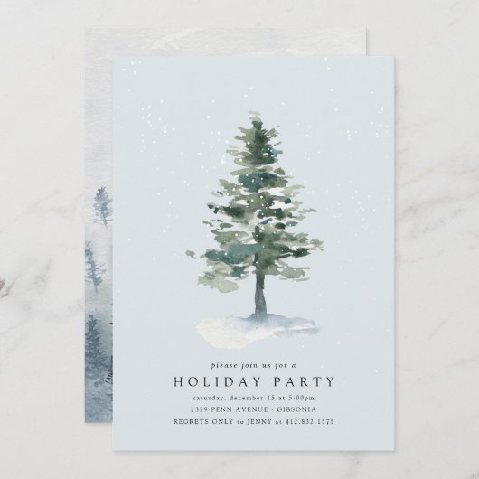 ウィンターツリーホリデーカード 招待状 (正面/裏面)