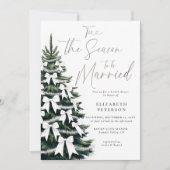 ウィンターツリーホワイトボウズティンセルシックブライダルシャワー 招待状 (正面)