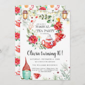 ウィンターティーパーティー誕生日招待状 (正面/裏面)