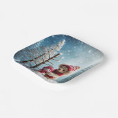 ウィンターテディベアと雪だるま ペーパープレート (傾斜あり)