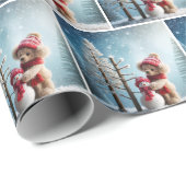 ウィンターテディベアと雪だるま ラッピングペーパー (ロールコーナー)