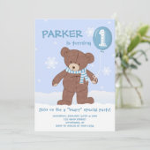 ウィンターテディベアバルーン1st誕生日招待状 招待状 (スタンド正面)