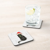 ウィンターテーマブラックボンベイキャットニューワードアート コースター (右側)