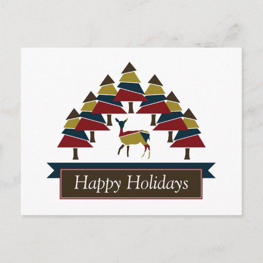 ウィンターディアフォレストハッピーホリデーズホリデーハガキ シーズンポストカード (正面)