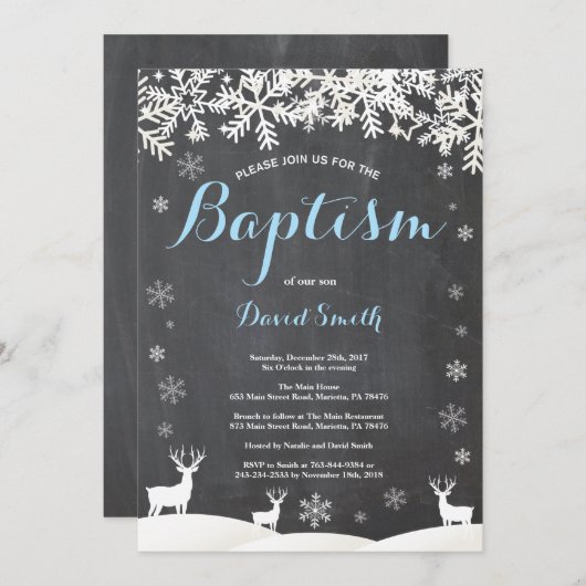 ウィンターディアボーイバプティスマ招待状 招待状 (正面/裏面)