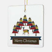 ウィンターディアーフォレストハッピーホリデーズセラミックオーナメント セラミックオーナメント (左)