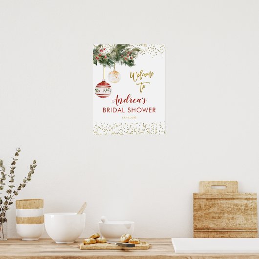 ウィンターデッキザホールズブライダルシャワーウェルカムサイン ポスター (キッチン)