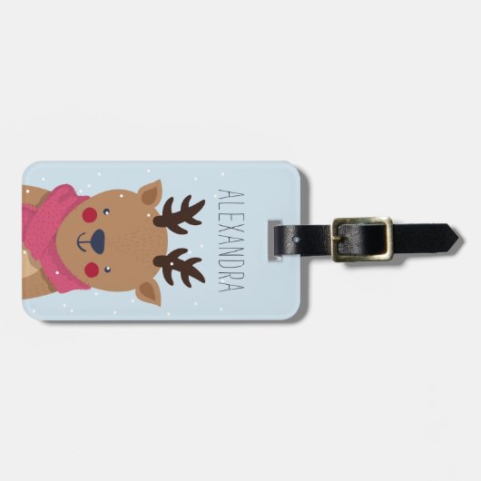 ウィンタートインデアパーソナライズされたバッグラベル | 空 ラゲッジタグ (正面横)