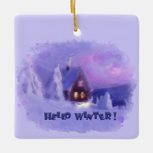 ウィンタートップオブザマウンテンズシャレーホワイトファースト セラミックオーナメント (正面)