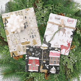 ウィンタートナディアハウズクリ伝統的スマス ラッピングペーパーシート