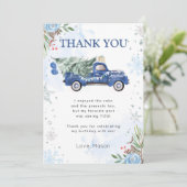 ウィンタートラックブルーボーイ誕生日サンキューカード 招待状 (スタンド正面)