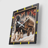 ウィンタートレイルパーソナライズされたチャーレッドグレインクレイデール スクエア壁時計 (傾斜)