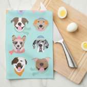 ウィンタードッグ顔 キッチンタオル (四つ折り)