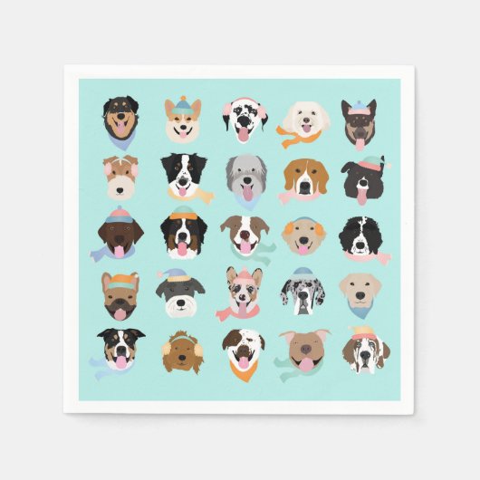 ウィンタードッグ顔 スタンダードカクテルナプキン (正面)