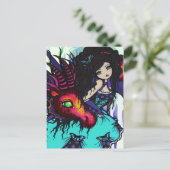 ウィンタードラゴンバタフライアイスガールアートハガキ ポストカード (スタンド正面)