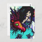 ウィンタードラゴンバタフライアイスガールアートハガキ ポストカード (正面/裏面)