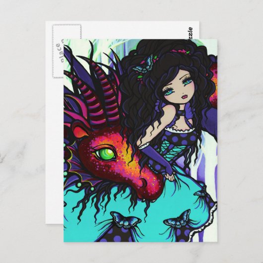 ウィンタードラゴンバタフライアイスガールアートハガキ ポストカード (正面/裏面)