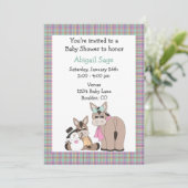 ウィンタードンキーベビーシャワー招待状 – ニュートラル 招待状 (スタンド正面)