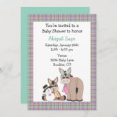 ウィンタードンキーベビーシャワー招待状 – ニュートラル 招待状 (正面/裏面)