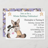 ウィンタードンキー誕生日招待状forボーイズ 招待状 (正面/裏面)