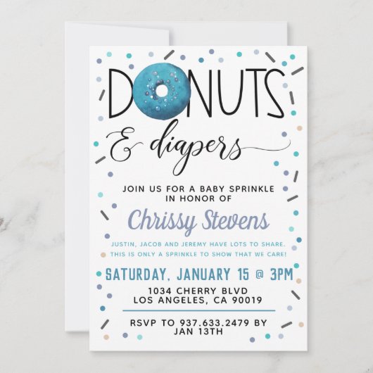 ウィンタードーナツベビー散水シャワー招待状 招待状 (正面)