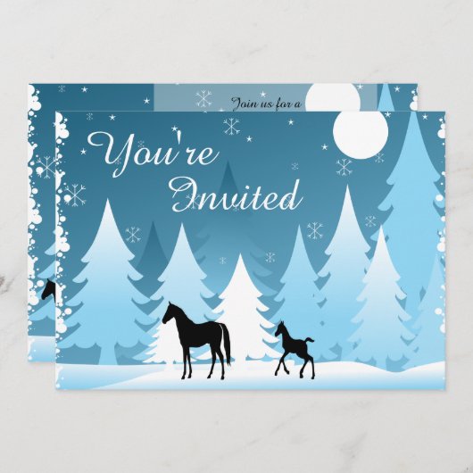 ウィンターナイトウッドランドホースベビーシャワー招待状 招待状 (正面/裏面)