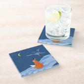 ウィンターナイトキツネ ガラスコースター (アングル)