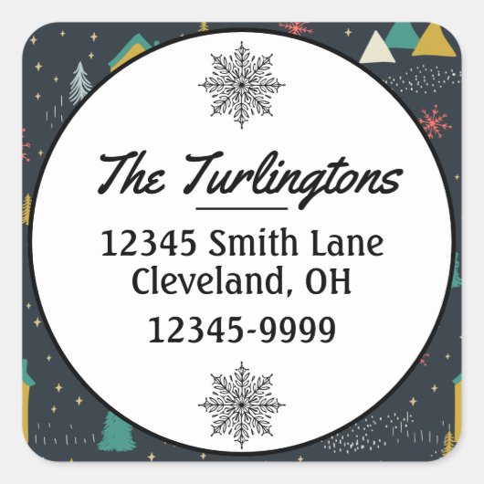 ウィンターナイトスノーフレークスハウス差出人住所 スクエアシール (正面)