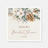 ウィンターナチュラルパインウェディングシャワー スタンダードカクテルナプキン (正面)
