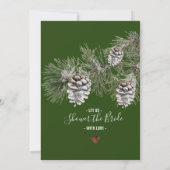 ウィンターナチュラル ピン ツリー & 松ぼっくり ブライダルシャワー 招待状 (裏面)