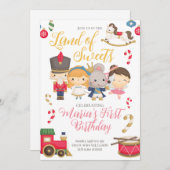 ウィンターナツクラッカー誕生日招待状 招待状 (正面/裏面)