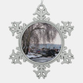 ウィンターナローボート スノーフレークピューターオーナメント (正面)