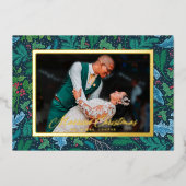 ウィンターナージュのホリーデッキ 結婚クリスマス写真 箔シーズンカード (正面)