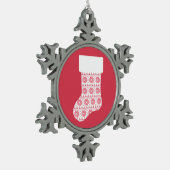 ウィンターニットクリスマスストッキングオーナメント スノーフレークピューターオーナメント (左)