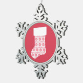 ウィンターニットクリスマスストッキングオーナメント スノーフレークピューターオーナメント (右)