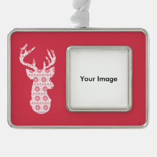 ウィンターニットクリスマストインデアオーナメント シルバープレートフレームオーナメント