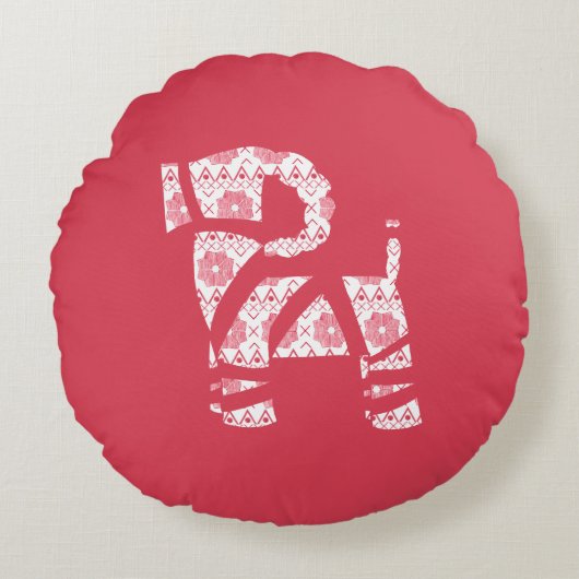 ウィンターニットクリスマスユール（キリスト降誕祭）ブロックラウンドピロー ラウンドクッション (正面)