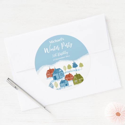 ウィンターハウズバースデーパーティーベビーギフト ラウンドシール (封筒)