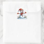 ウィンターハットに身を包んだ明るい雪だるま スクエアシール (バッグ)