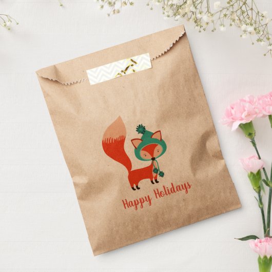 ウィンターハットキツネカスタマイズ可能クリスマス フェイバーバッグ (封をした状態)