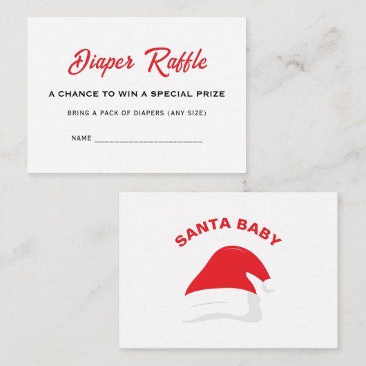 ウィンターハットサンタ赤ちゃんシャワーおむつラッフル名 エンクロージャーカード (正面/裏面)