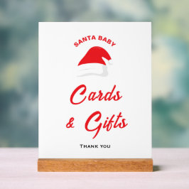 ウィンターハットサンタ赤ちゃんシャワーカード&ギフトサイン アクリルサイン