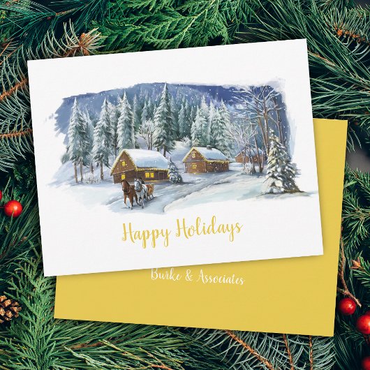 ウィンターハッピーホリデーズビジネスクリスマスカード シーズンカード