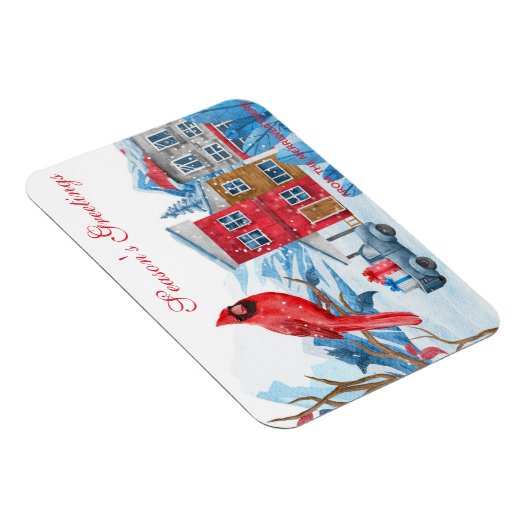 ウィンターハッピーランドウォーター色イラストレーションクリスマス マグネット (右側)