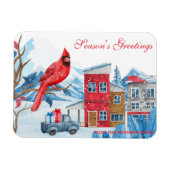 ウィンターハッピーランドウォーター色イラストレーションクリスマス マグネット (横)