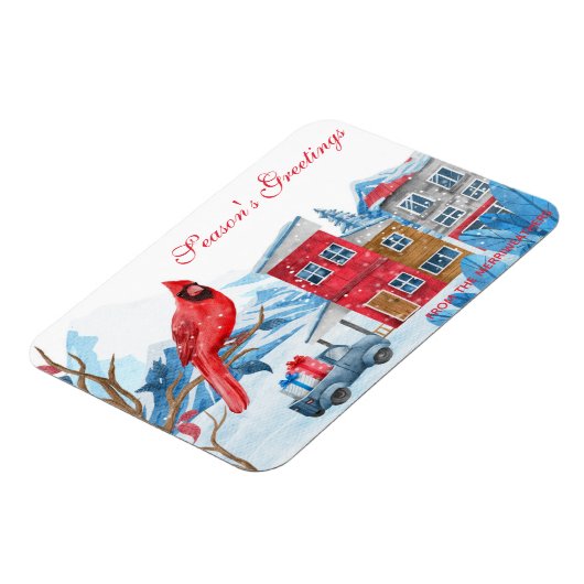 ウィンターハッピーランドウォーター色イラストレーションクリスマス マグネット (左側)