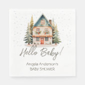 ウィンターハローベビークリスマスコテージベビーシャワー スタンダードランチョンナプキン (正面)