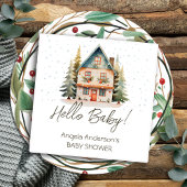 ウィンターハローベビークリスマスコテージベビーシャワー スタンダードランチョンナプキン