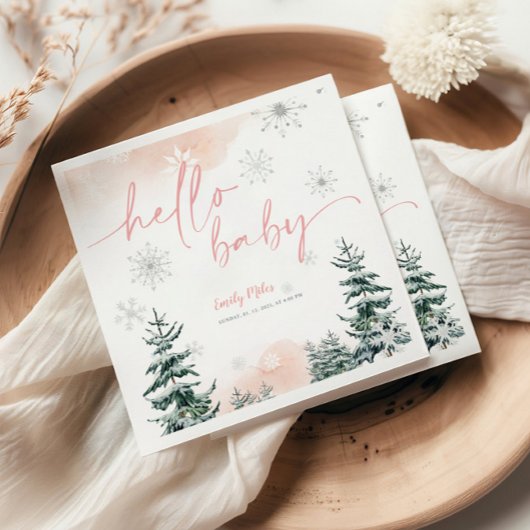 ウィンターハローベビーナプキンス、ベビーシャワー スタンダードカクテルナプキン