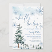 ウィンターハローベビー、ウィンターブルーベビーシャワー 招待状 (正面)